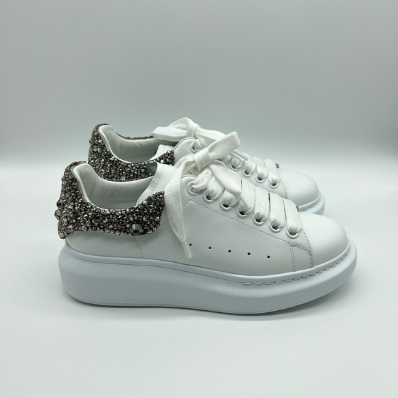 Alexander McQueen Shoes - Alexander McQueen Larry Oversized Sneakers White Silver Crystals Size 37 US 7